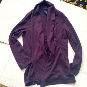GAP Soft 100% Wool Open Cardigan S Purple EUC shawl collar sweater